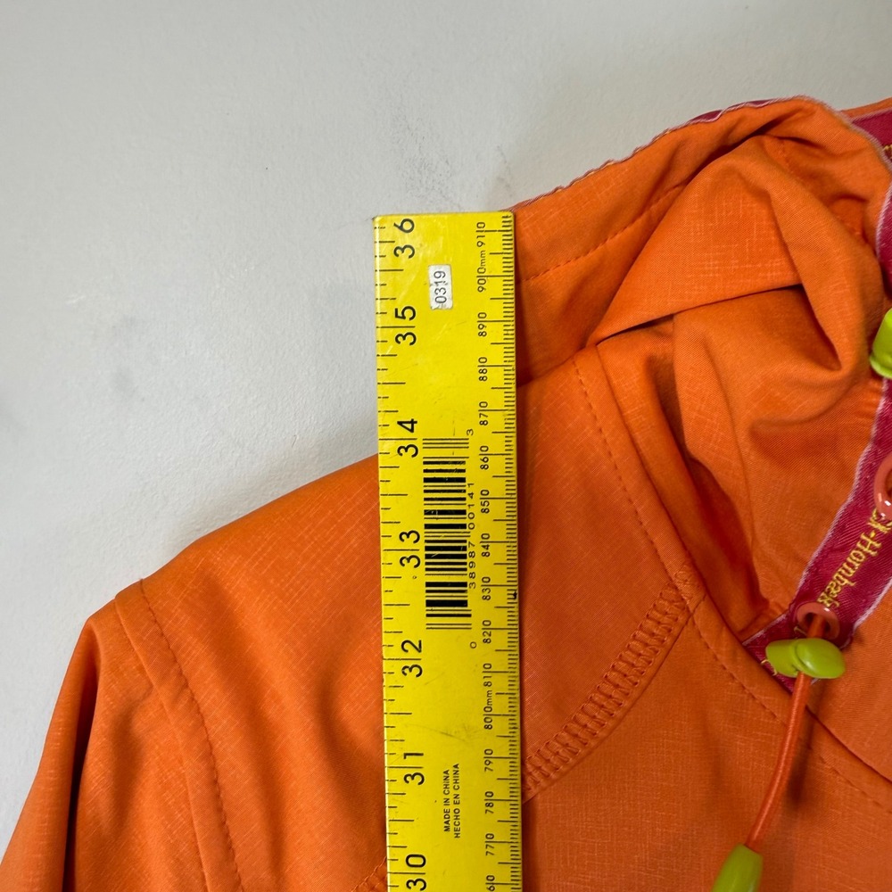 EXCELLENT Ilse Jacobsen Raincoat Womens 44 Orange Hooded Softshell - Picture 8 of 11